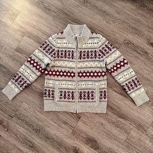 L.L Bean Lambswool Double Zip Sweater New